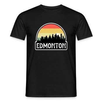 Edmonton Canada Flag Skyline Travel Souvenir - Men's T-Shirt - black - Front - AI Model Male 178 light (178cm)