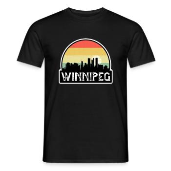Winnipeg Canada Flag Skyline Travel Souvenir - Men's T-Shirt - black - Front - AI Model Male 178 light (178cm)