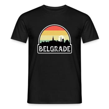 Belgrade Serbie Flag Skyline Souvenir de voyage - T-shirt homme - noir - Devant - AI Model Male 178 light (178cm)