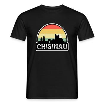 Chișinău Moldawien Flagge Skyline Reisesouvenir - Männer T-Shirt - Schwarz - Vorne - AI Model Male 178 light (178cm)