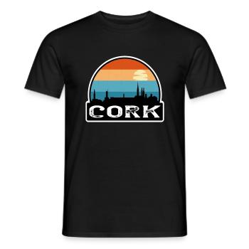 Cork Irlande Flag Skyline Souvenir de voyage - T-shirt homme - noir - Devant - AI Model Male 178 light (178cm)