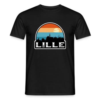 Lille France Flag Skyline Souvenir de voyage - T-shirt homme - noir - Devant - AI Model Male 178 light (178cm)