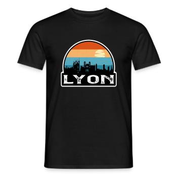 Lyon Frankreich Flagge Skyline Reisesouvenir - Männer T-Shirt - Schwarz - Vorne - AI Model Male 178 light (178cm)