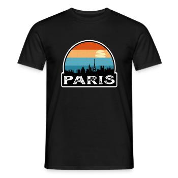 Paris France Flag Skyline Travel Souvenir - Men's T-Shirt - black - Front - AI Model Male 178 light (178cm)