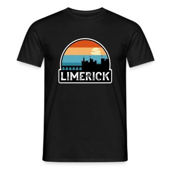Limerick Ireland Flag Skyline Travel Souvenir - Men's T-Shirt - black - Front - AI Model Male 178 light (178cm)