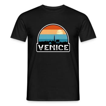 Venedig Italien Flagge Skyline Reisesouvenir - Männer T-Shirt - Schwarz - Vorne - AI Model Male 178 light (178cm)