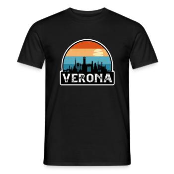 Vérone Italie Flag Skyline Souvenir de voyage - T-shirt homme - noir - Devant - AI Model Male 178 light (178cm)