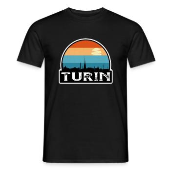 Turin Italien Flagge Skyline Reisesouvenir - Männer T-Shirt - Schwarz - Vorne - AI Model Male 178 light (178cm)