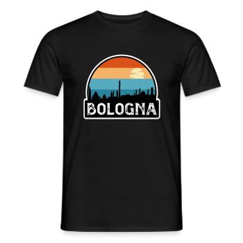 Bologna Italy Flag Skyline Travel Souvenir - Men's T-Shirt - black - Front - AI Model Male 178 light (178cm)