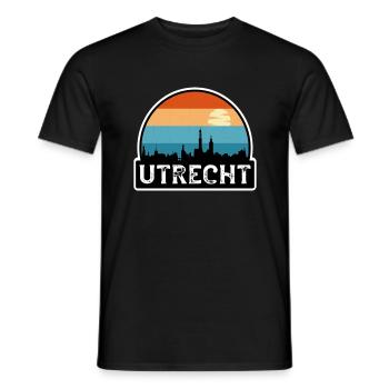 Utrecht Netherlands Flag Skyline Travel Souvenir - Men's T-Shirt - black - Front - AI Model Male 178 light (178cm)