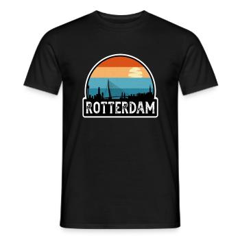 Rotterdam Pays-Bas Flag Skyline Souvenir de voyage - T-shirt homme - noir - Devant - AI Model Male 178 light (178cm)