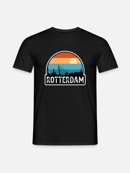 Rotterdam Netherlands Flag Skyline Travel Souvenir - Men's T-Shirt - black