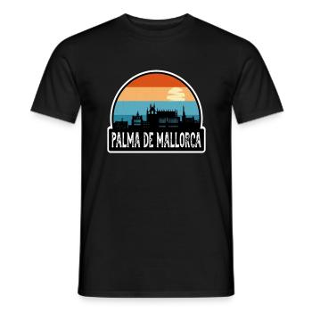 Palma De Mallorca Spain Flag Skyline Travel Souven - Men's T-Shirt - black - Front - AI Model Male 178 light (178cm)