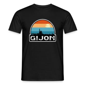 Gijon Spanien Flagge Skyline Reisesouvenir - Männer T-Shirt - Schwarz - Vorne - AI Model Male 178 light (178cm)