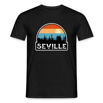Séville Espagne Flag Skyline Souvenir de voyage - T-shirt homme - noir - Devant - AI Model Male 178 light (178cm)