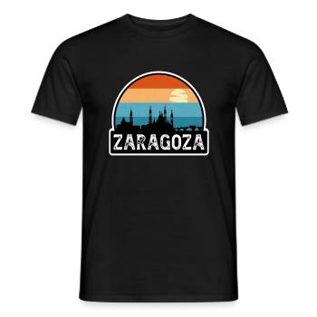 Zaragoza Spanien Flagge Skyline Reise-Souvenir - Männer T-Shirt - Schwarz - Vorne - AI Model Male 178 light (178cm)