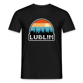 Lublin Pologne Flag Skyline Souvenir de voyage - T-shirt homme - noir - Devant - AI Model Male 178 light (178cm)