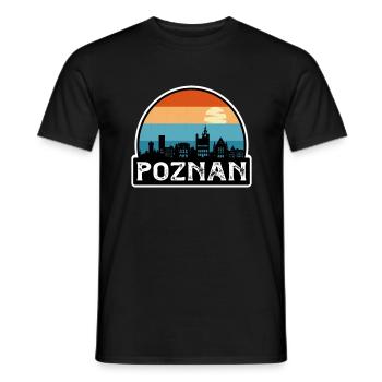 Poznan Poland Flag Skyline Travel Souvenir - Men's T-Shirt - black - Front - AI Model Male 178 light (178cm)