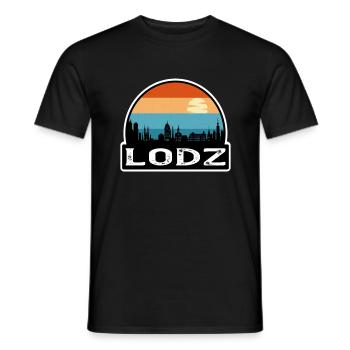 Lodz Pologne Flag Skyline Souvenir de voyage - T-shirt homme - noir - Devant - AI Model Male 178 light (178cm)