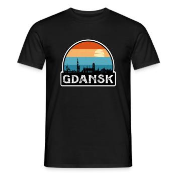 Danzig Polen Flagge Skyline Reisesouvenir - Männer T-Shirt - Schwarz - Vorne - AI Model Male 178 light (178cm)
