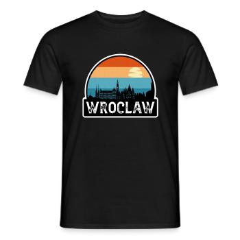 Breslau Polen Flagge Skyline Reisesouvenir - Männer T-Shirt - Schwarz - Vorne - AI Model Male 178 light (178cm)