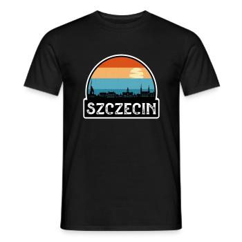 Szczecin Pologne Flag Skyline Souvenir de voyage - T-shirt homme - noir - Devant - AI Model Male 178 light (178cm)