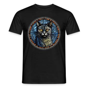 Chartreux Cat Breed Watercolor Glass - Men's T-Shirt - black - Front - AI Model Male 178 light (178cm)