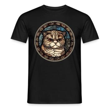 Scottish Fold Katzenrasse Aquarellglas - Männer T-Shirt - Schwarz - Vorne - AI Model Male 178 light (178cm)
