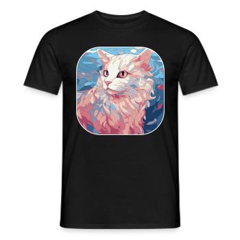 Verre d’aquarelle coloré American Curl Cat Breed - T-shirt homme - noir - Devant - AI Model Male 178 light (178cm)