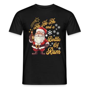 Père Noël bouteille rhum alcool liqueur Cheers - T-shirt homme - noir - Devant - AI Model Male 178 light (178cm)