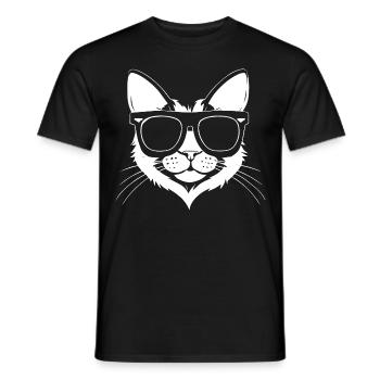 Funny Cat with Sunglasses Kitten Sunglas Cats - Men's T-Shirt - black - Front - AI Model Male 178 light (178cm)