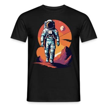 Astronaut - Vintage Illustration - Men's T-Shirt - black - Front - AI Model Male 178 light (178cm)