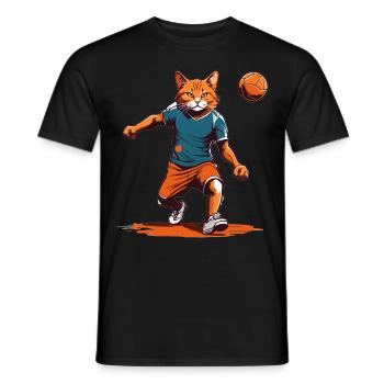 Handball Cat Iconic Streetwear Style - Men's T-Shirt - black - Front - AI Model Male 178 light (178cm)