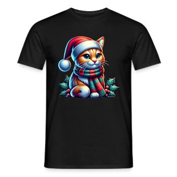 Xmas Weihnachts Katze Weihnachten - Männer T-Shirt - Schwarz - Vorne - AI Model Male 178 light (178cm)