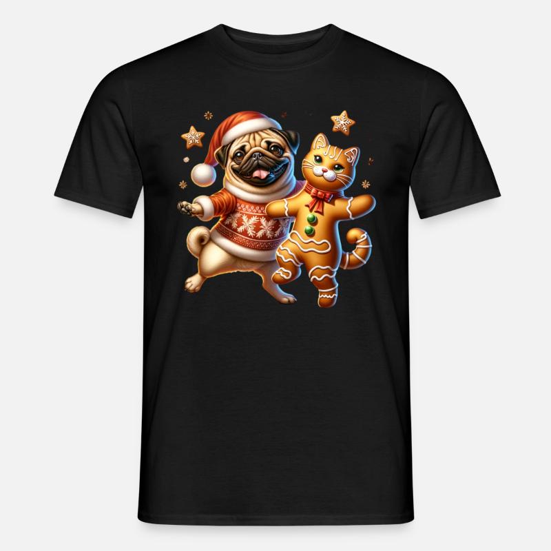 Mops Katze - Männer T-Shirt - Schwarz