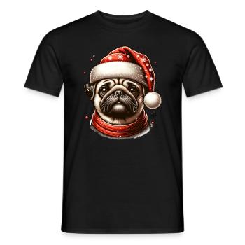 Mops Christmas Xmas Weihnachten - Männer T-Shirt - Schwarz - Vorne - AI Model Male 178 light (178cm)