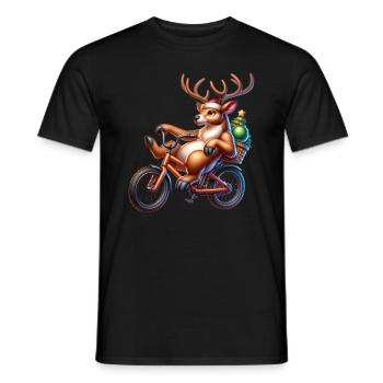 Renne Vélo Noël Noël Noël - T-shirt homme - noir - Devant - AI Model Male 178 light (178cm)