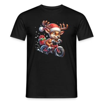 Renne Vélo Noël Noël - T-shirt homme - noir - Devant - AI Model Male 178 light (178cm)