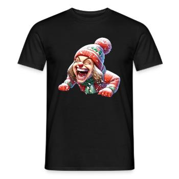 neige boule de neige bataille Noël bande dessinée drôle - T-shirt homme - noir - Devant - AI Model Male 178 light (178cm)