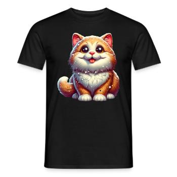 Süße Katze Winter Schnee - Männer T-Shirt - Schwarz - Vorne - AI Model Male 178 light (178cm)
