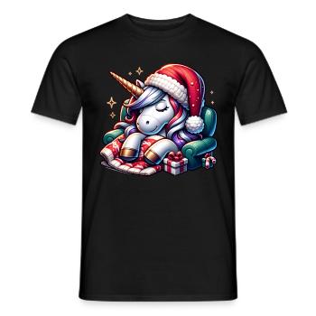 Licorne de Noël - T-shirt homme - noir - Devant - AI Model Male 178 light (178cm)