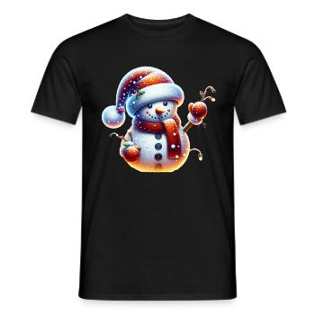 Snowman Funny Fairy Lights Snowballs - Men's T-Shirt - black - Front - AI Model Male 178 light (178cm)