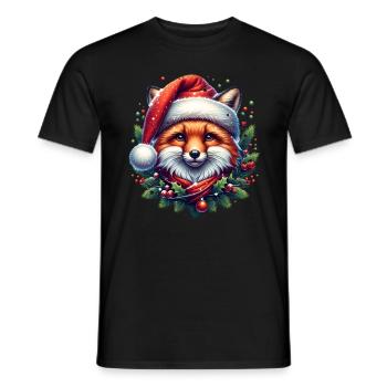 Christmas Fox Christmas Hat Snowballs - Men's T-Shirt - black - Front - AI Model Male 178 light (178cm)