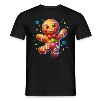Lebkuchenmann Weihnachten - Männer T-Shirt - Schwarz - Vorne - AI Model Male 178 light (178cm)