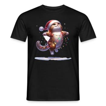 Noël chat - T-shirt homme - noir - Devant - AI Model Male 178 light (178cm)