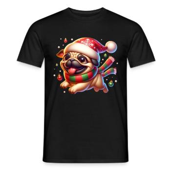 Mops Weihnachten - Männer T-Shirt - Schwarz - Vorne - AI Model Male 178 light (178cm)