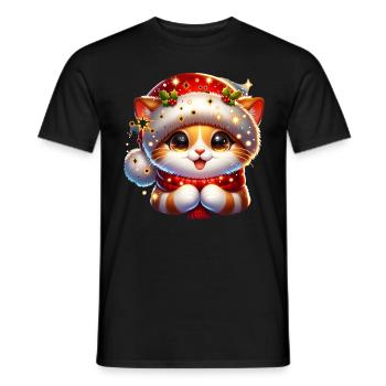 Chat Noël Noël - T-shirt homme - noir - Devant - AI Model Male 178 light (178cm)