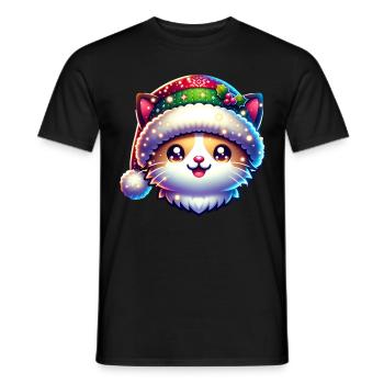 Süße Katze Christmas Xmas Weihnachten - Männer T-Shirt - Schwarz - Vorne - AI Model Male 178 light (178cm)