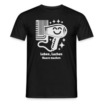 Leben Lachen Haare machen witziger Friseur Spruch - Männer T-Shirt - Schwarz - Vorne - AI Model Male 178 light (178cm)