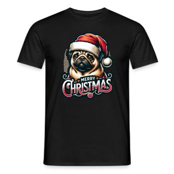 Merry Christmas Weihnachts Mops Weihnachten Xmas - Männer T-Shirt - Schwarz - Vorne - AI Model Male 178 light (178cm)